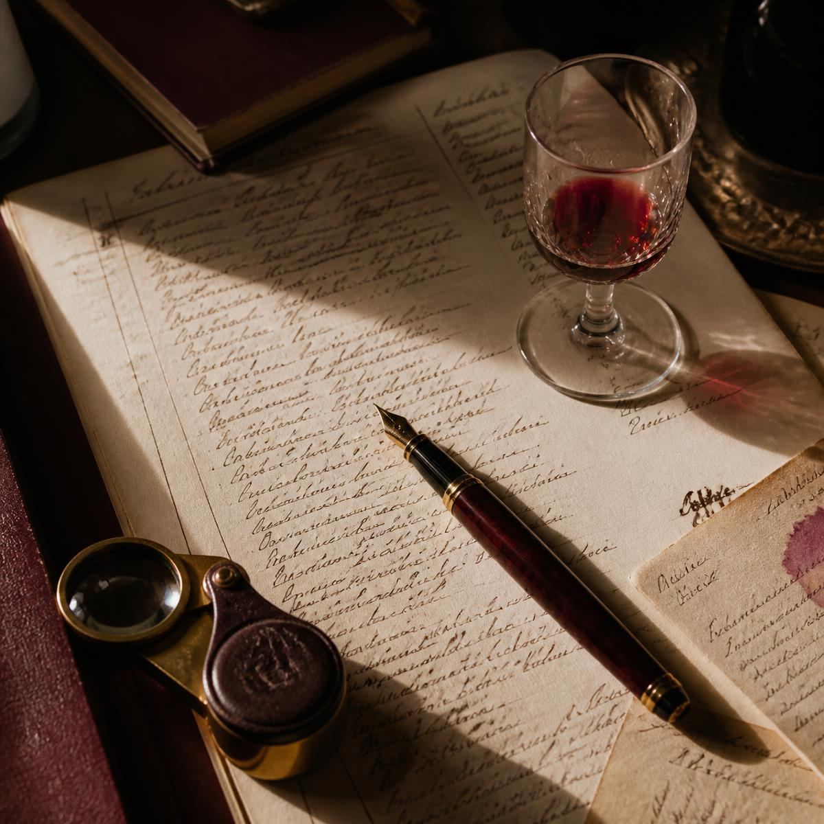 Carte des vins et documents de gestion étalés sur un bureau lors d'un audit.