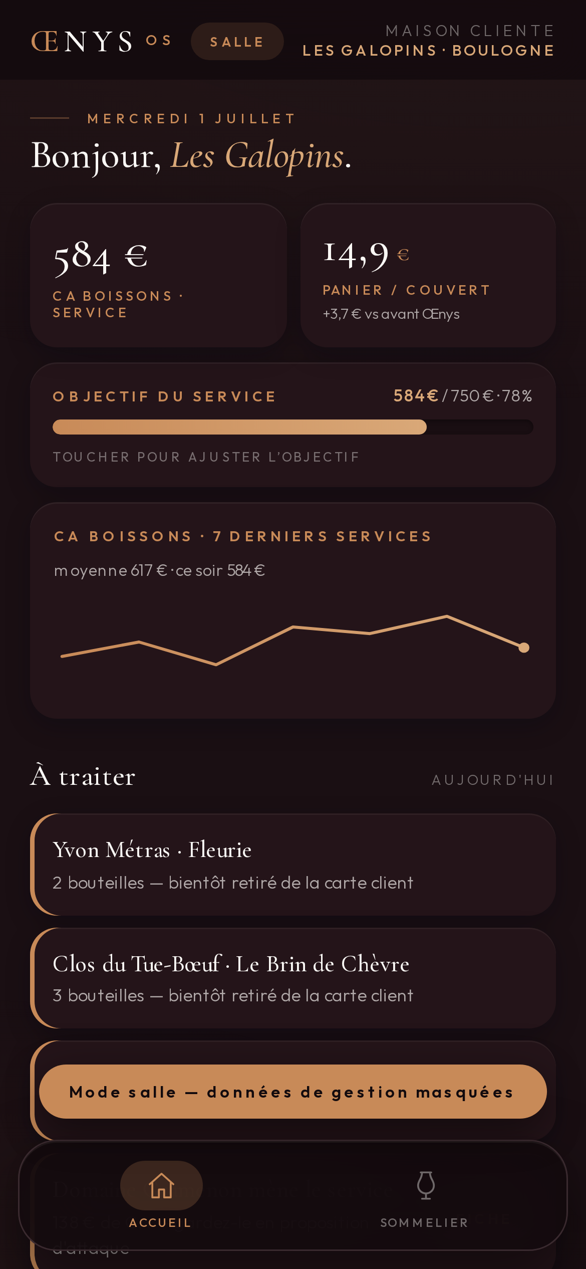 Œnys OS — Cave pilotée